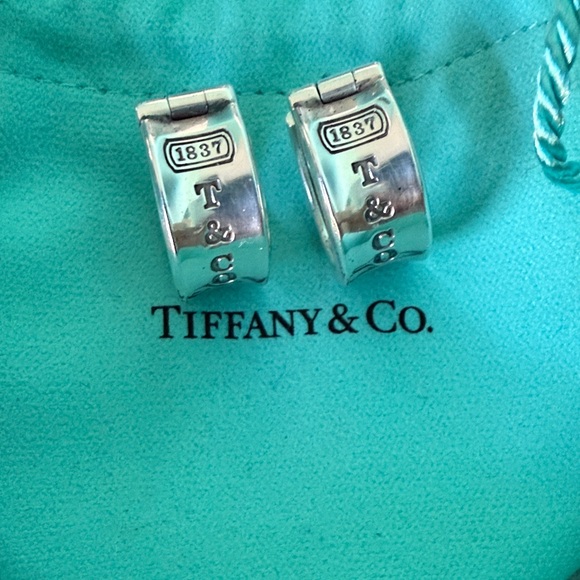 Tiffany & Co. Vintage Sterling Silver 1837 Hoop Earrings - Picture 2 of 8